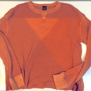 orange long sleeve waffle top